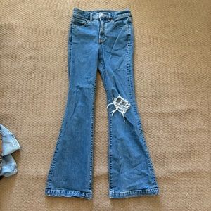 Express Blue Flare Wide Leg Jeans